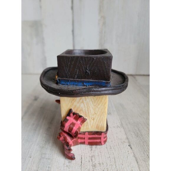 Snowman face happy tealight holder hat scarf Xmas figure - Picture 3 of 7